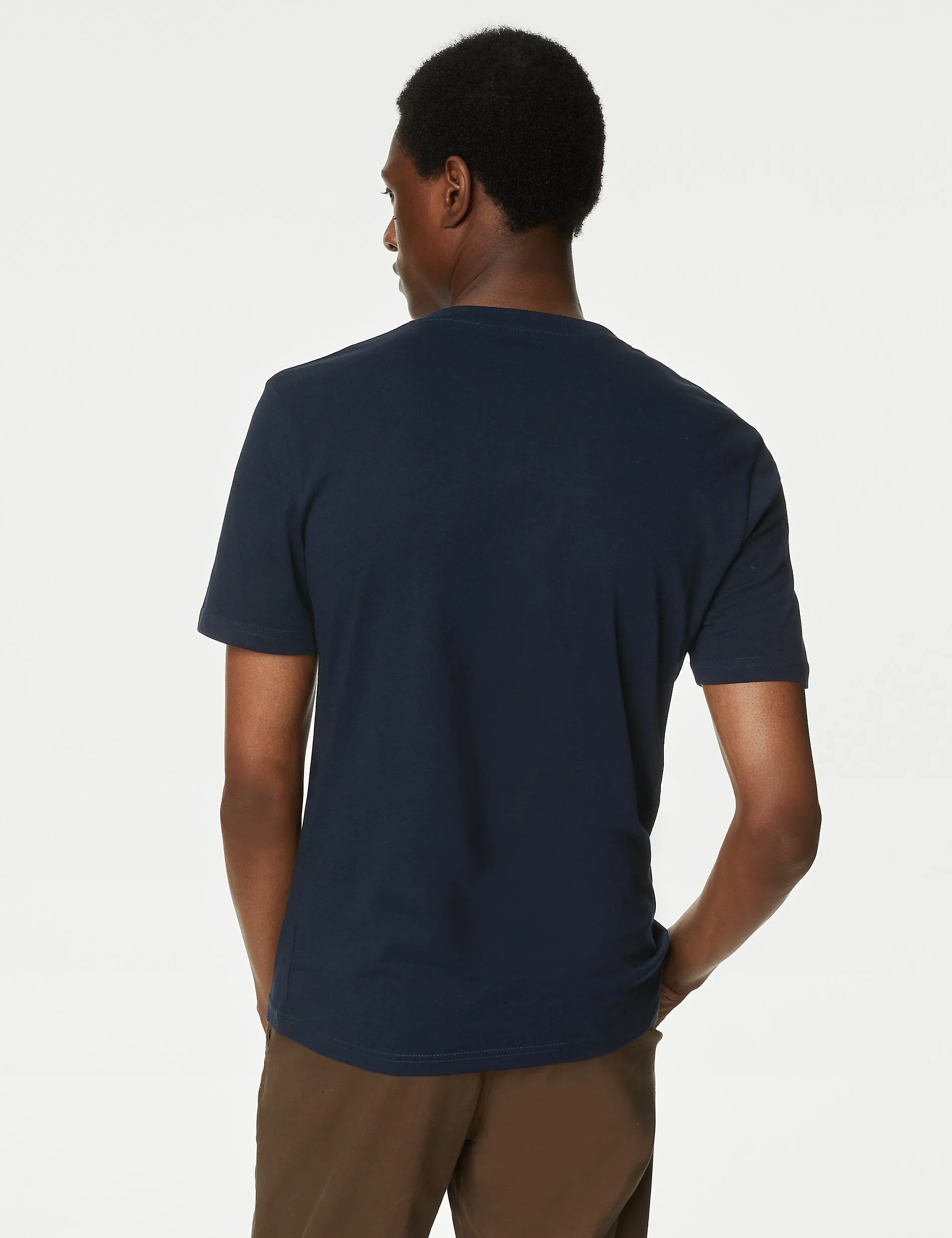 3 Pairs of Marks & Spencer Pure Cotton Crewneck Slim Fit T-Shirts