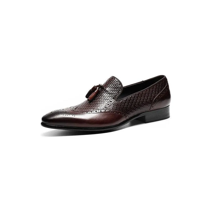 AlliLux Carved Pointed Toe Slip On Loafers