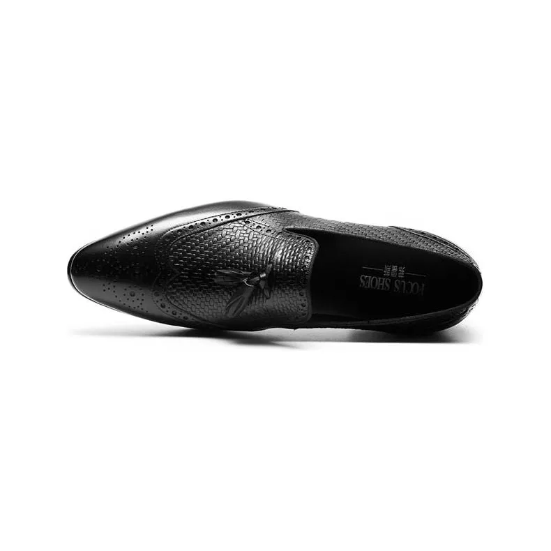 AlliLux Carved Pointed Toe Slip On Loafers