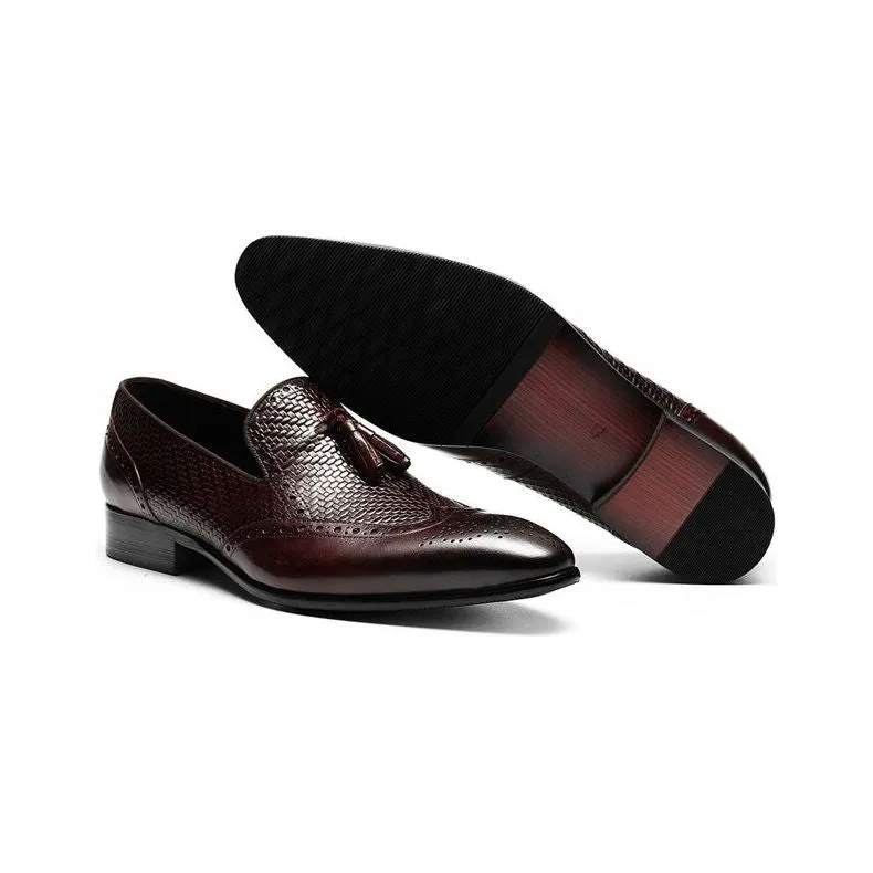 AlliLux Carved Pointed Toe Slip On Loafers