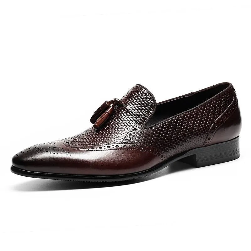 AlliLux Carved Pointed Toe Slip On Loafers
