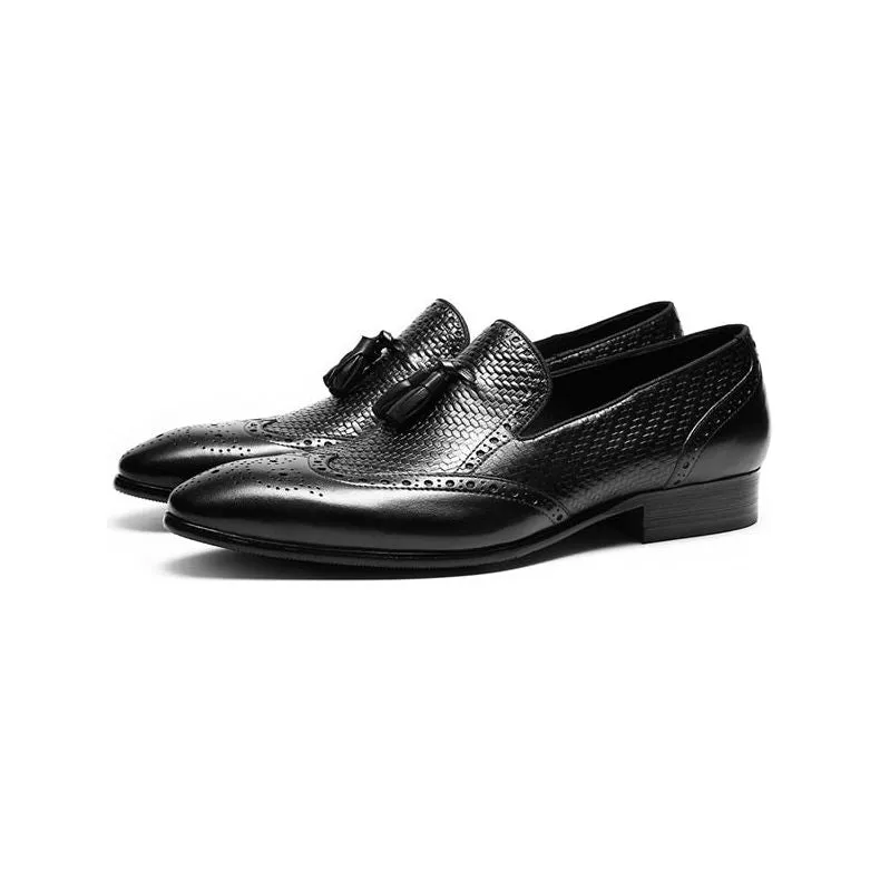 AlliLux Carved Pointed Toe Slip On Loafers