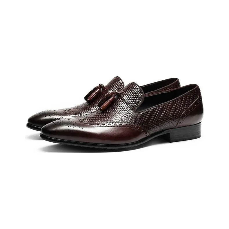 AlliLux Carved Pointed Toe Slip On Loafers