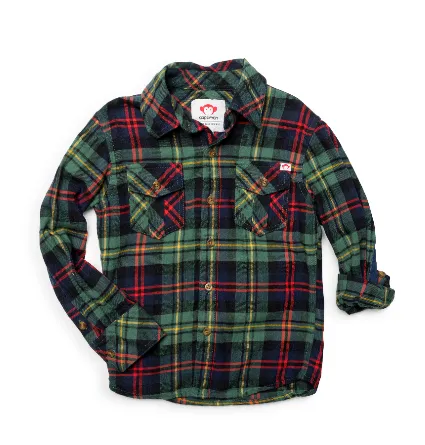 Appaman - Boys Flannel Shirt in Dark Ivy Plaid