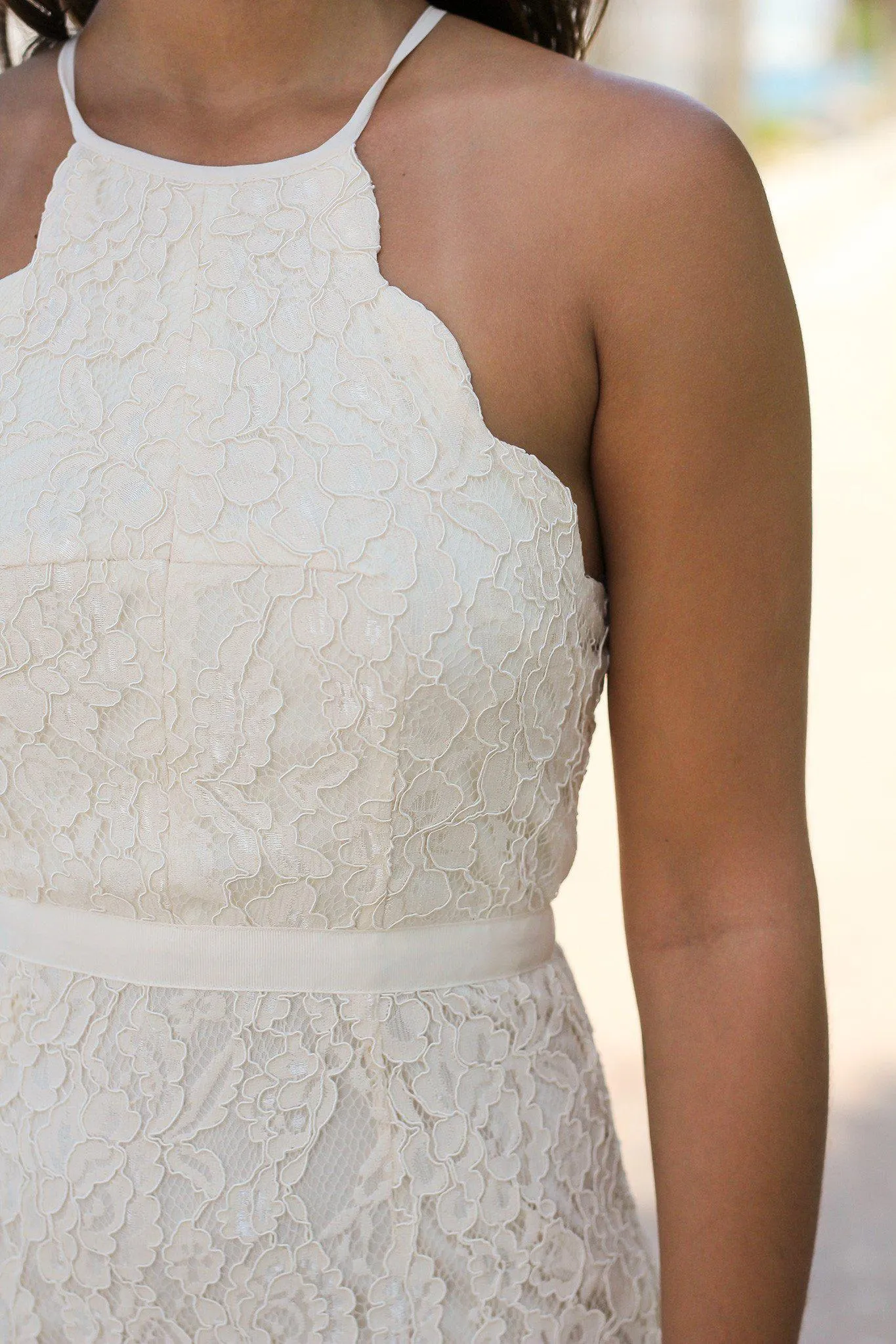 Beige Lace Maxi Dress