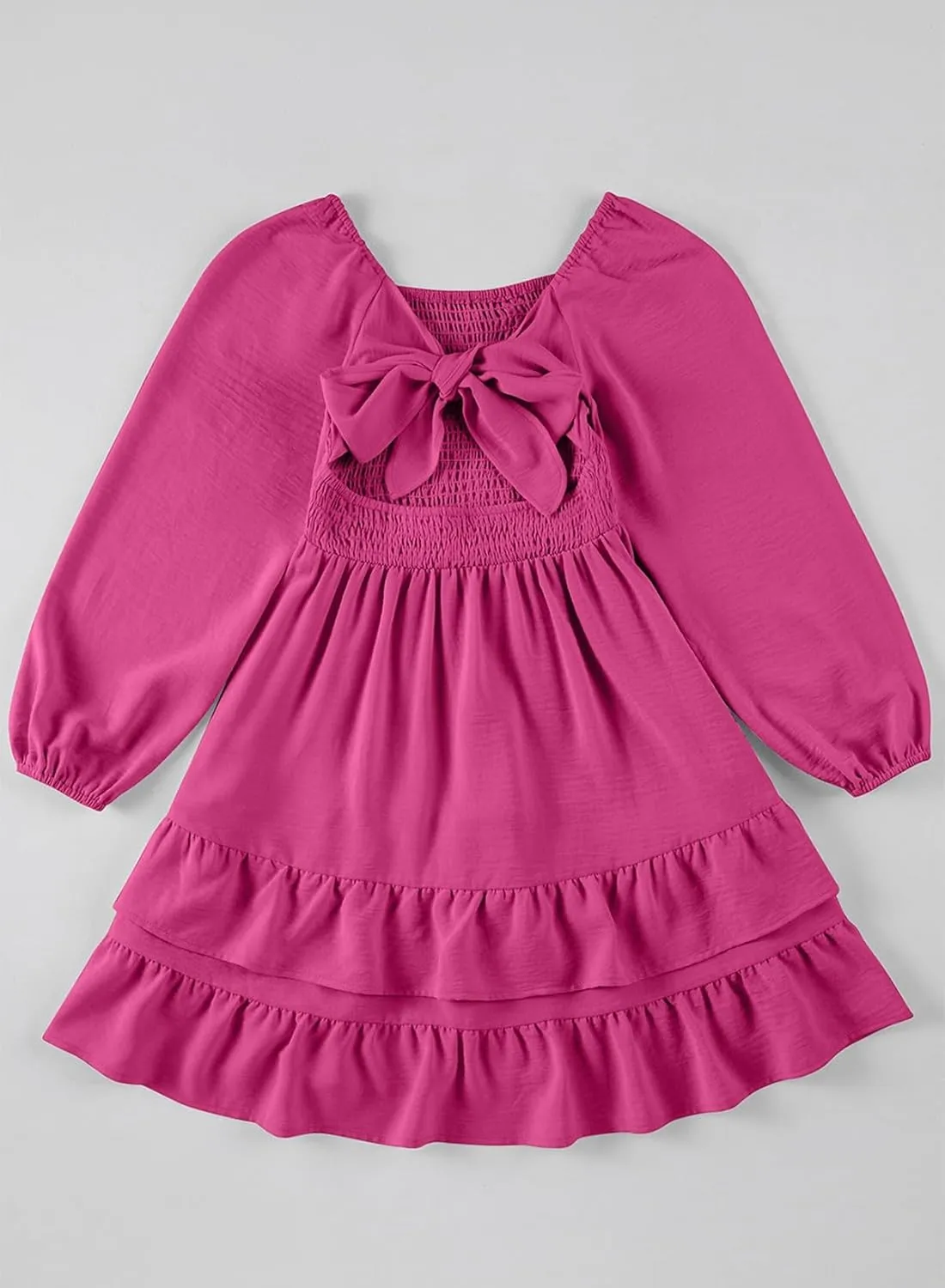 blibean Girls Long Sleeve Dress Tween Fall Tie Back Dress Size 6-15 Years