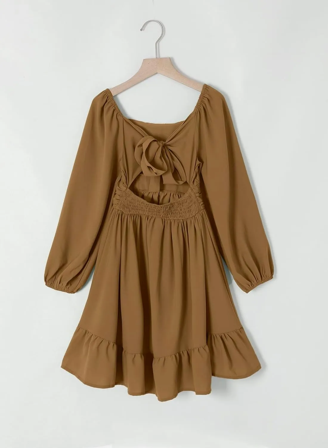 blibean Girls Long Sleeve Tie Back Dress Tween Fall Off Shoulder Dress Size 6-15 Years