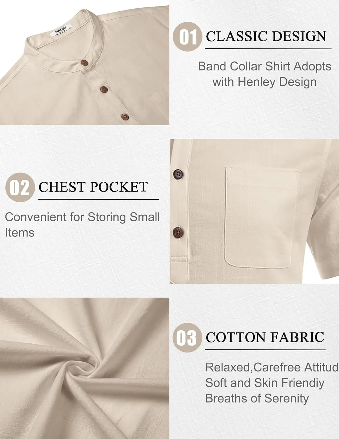 COOFANDY Men's 2 Piece Cotton Linen Sets Summer Beach Outfits Casual Short Sleeve Henley Shirts and Vacation Shorts