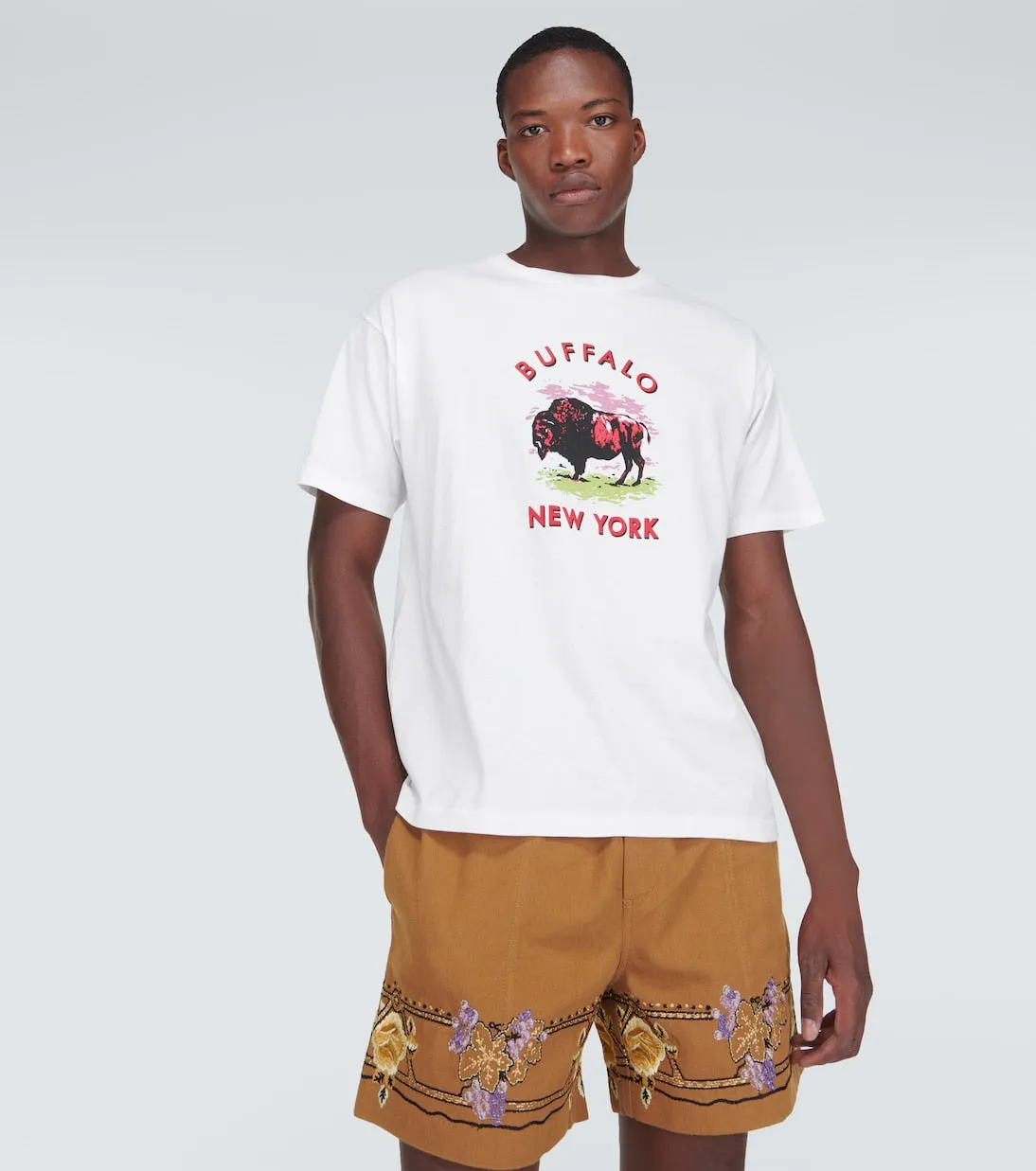 Cotton jersey T-shirt with Bode print, white