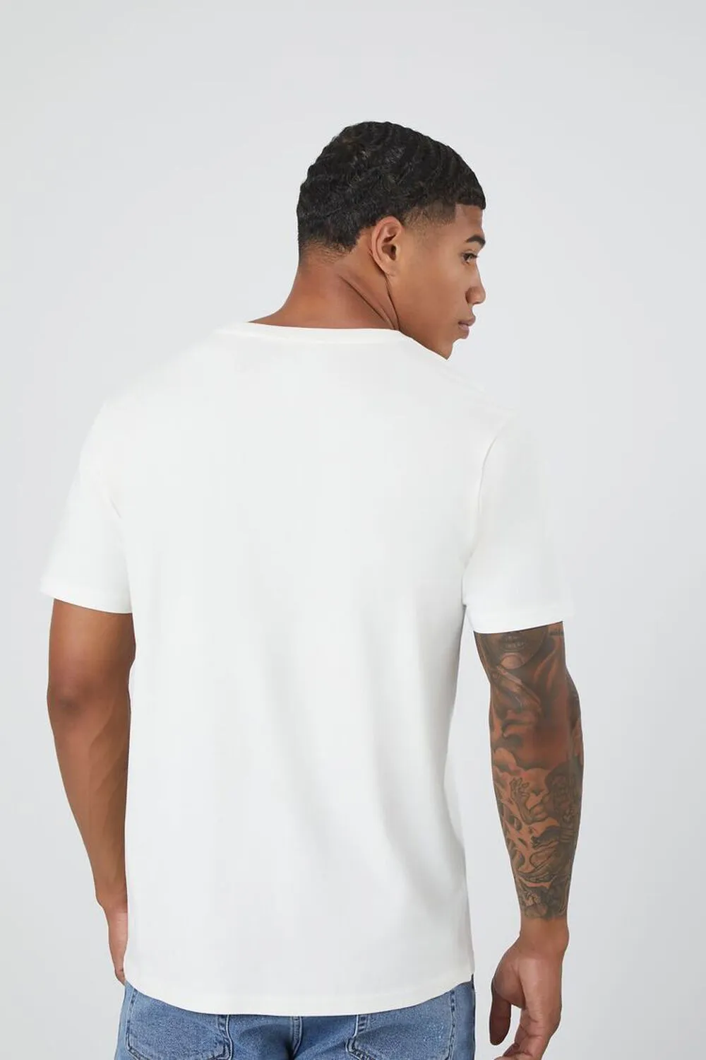 Forever 21 Organic Cotton Basic V-Neck T-Shirt white