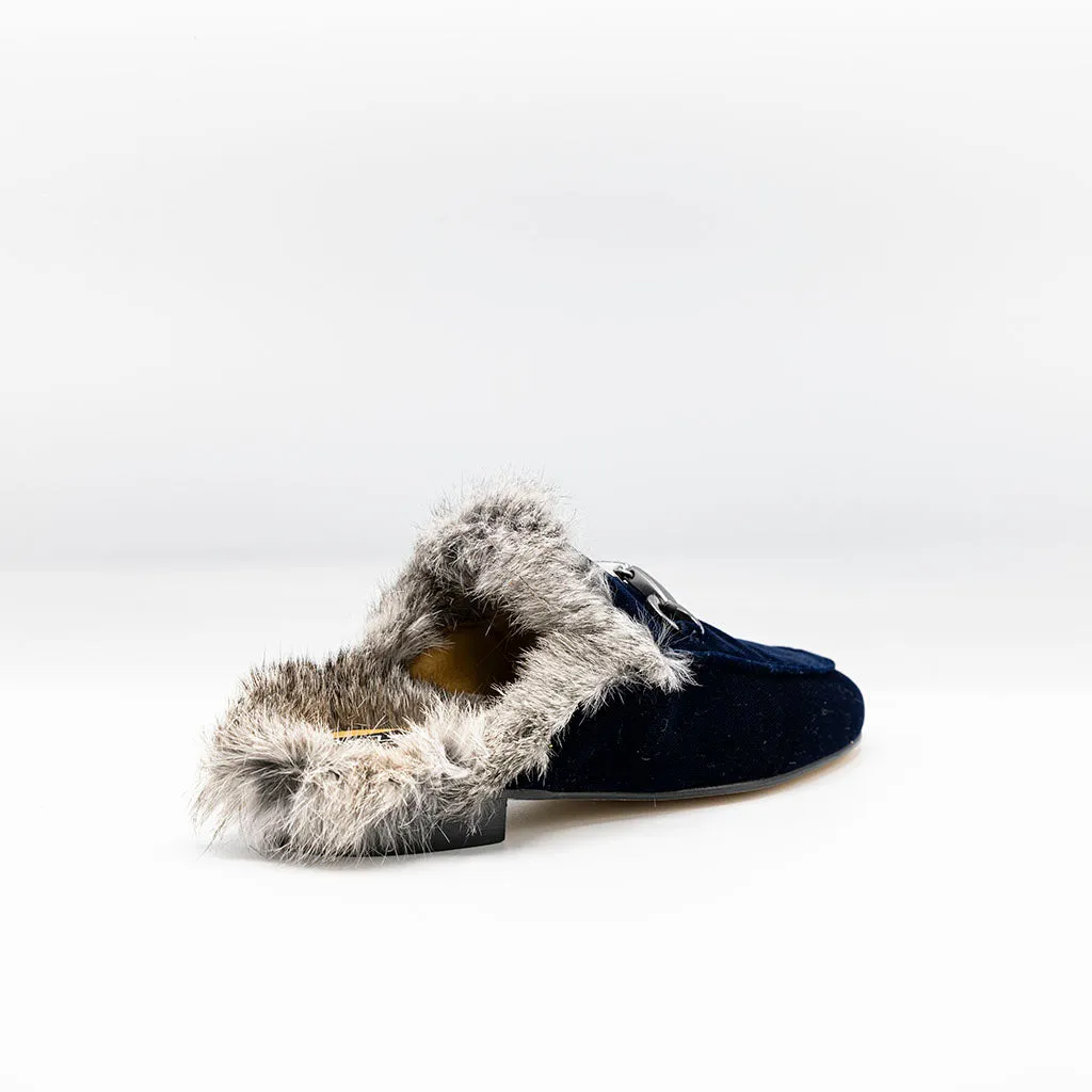 Fur-trimmed slip-in Loafer Blue Velvet