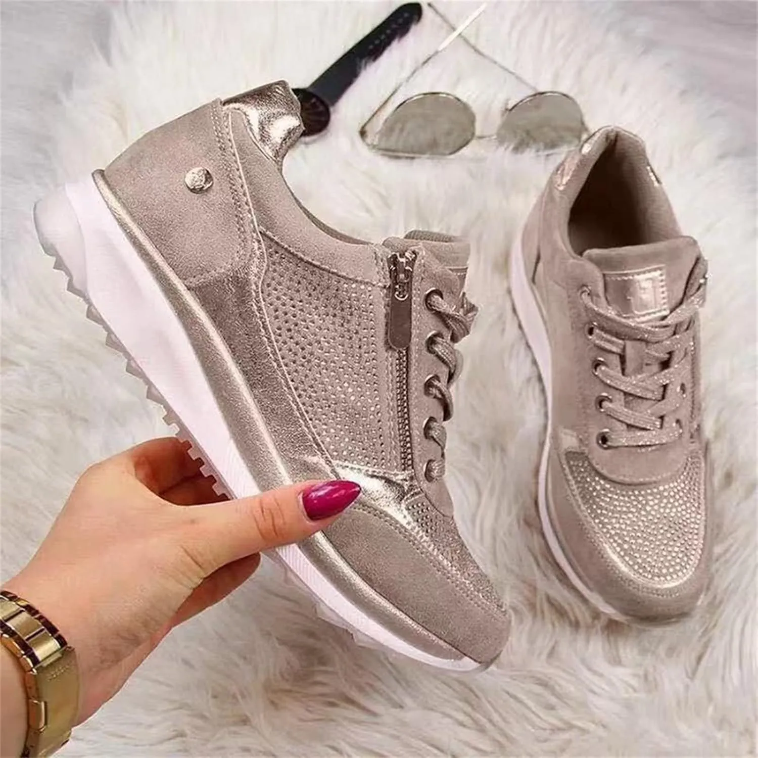 Lausiuoe Sneakers For Women Walking Shoes Comfortable Platform Loafers Fashion Casual Athletic Work Running Sneakers