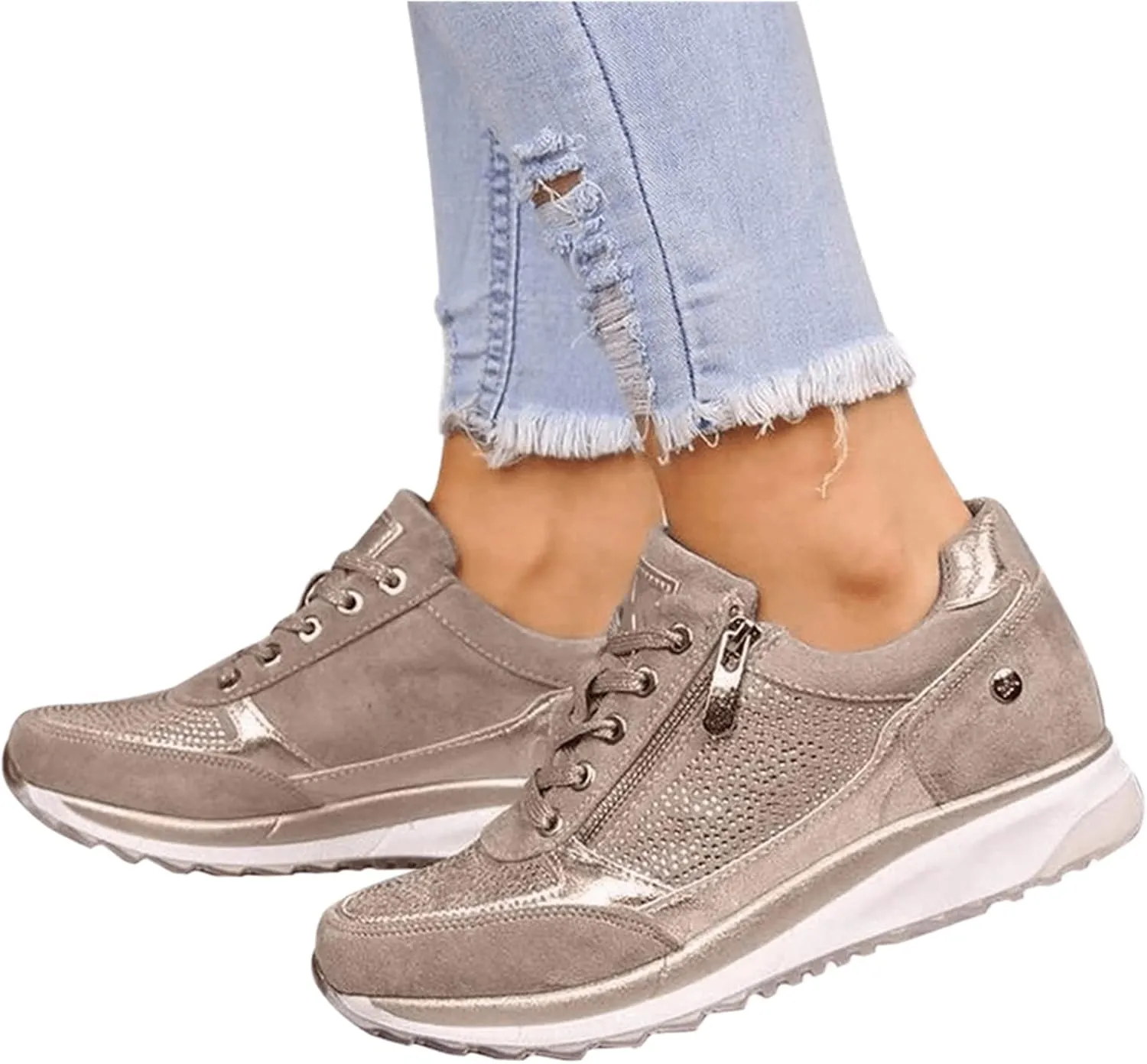 Lausiuoe Sneakers For Women Walking Shoes Comfortable Platform Loafers Fashion Casual Athletic Work Running Sneakers