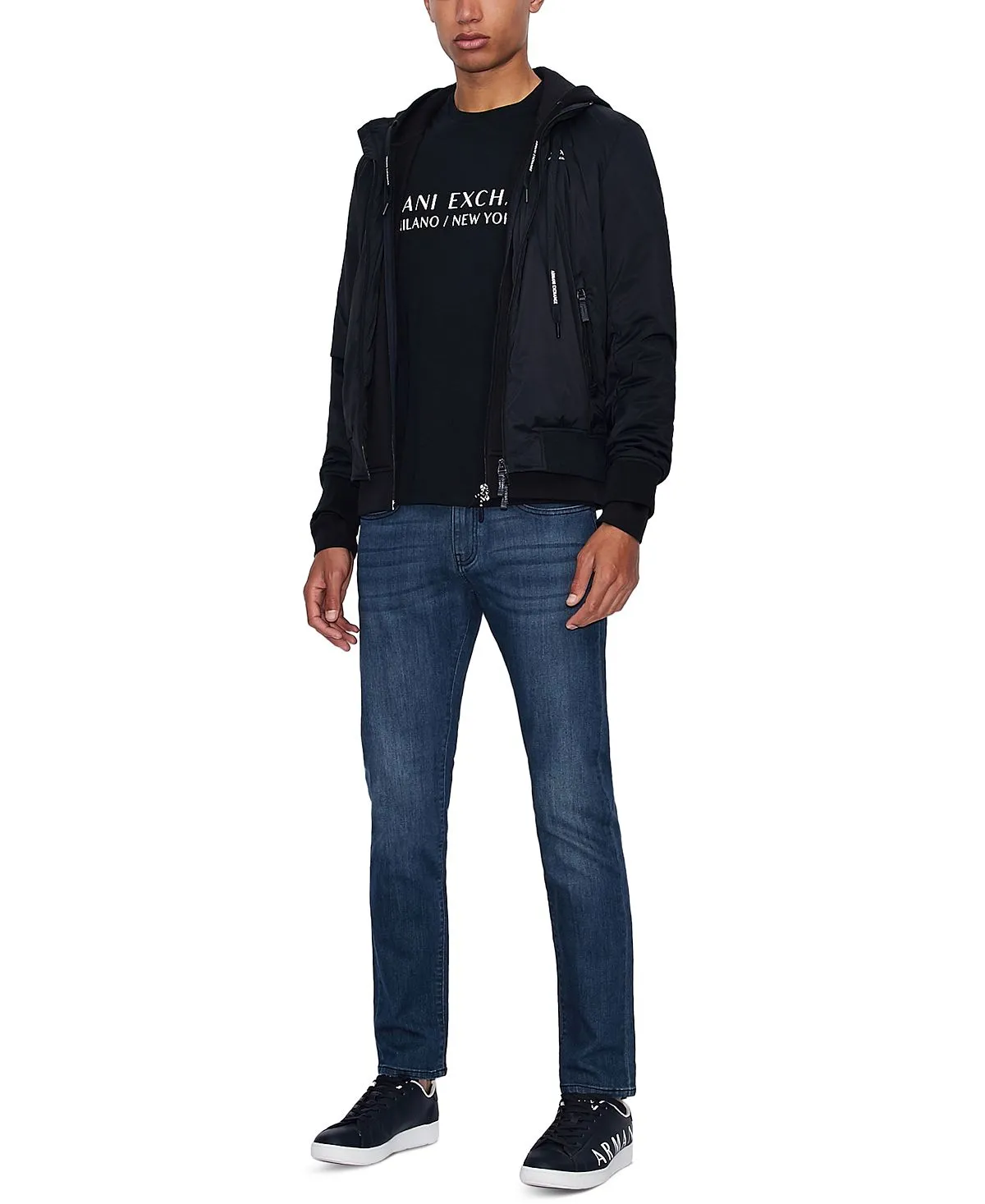 Men's Milano New York and A|X Armani Exchange Logo T-Shirt, Blue