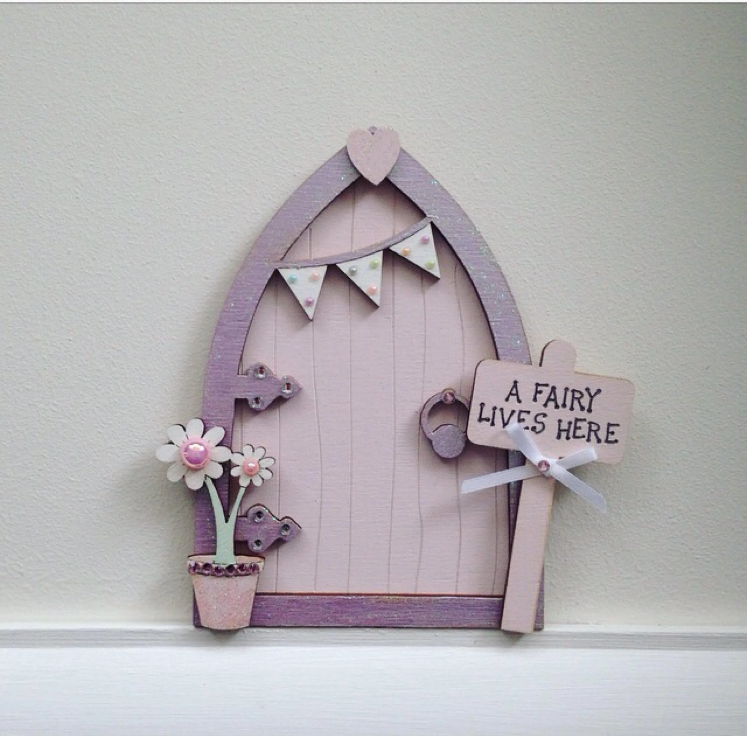 Pink & Lilac Bunting Fairy Door