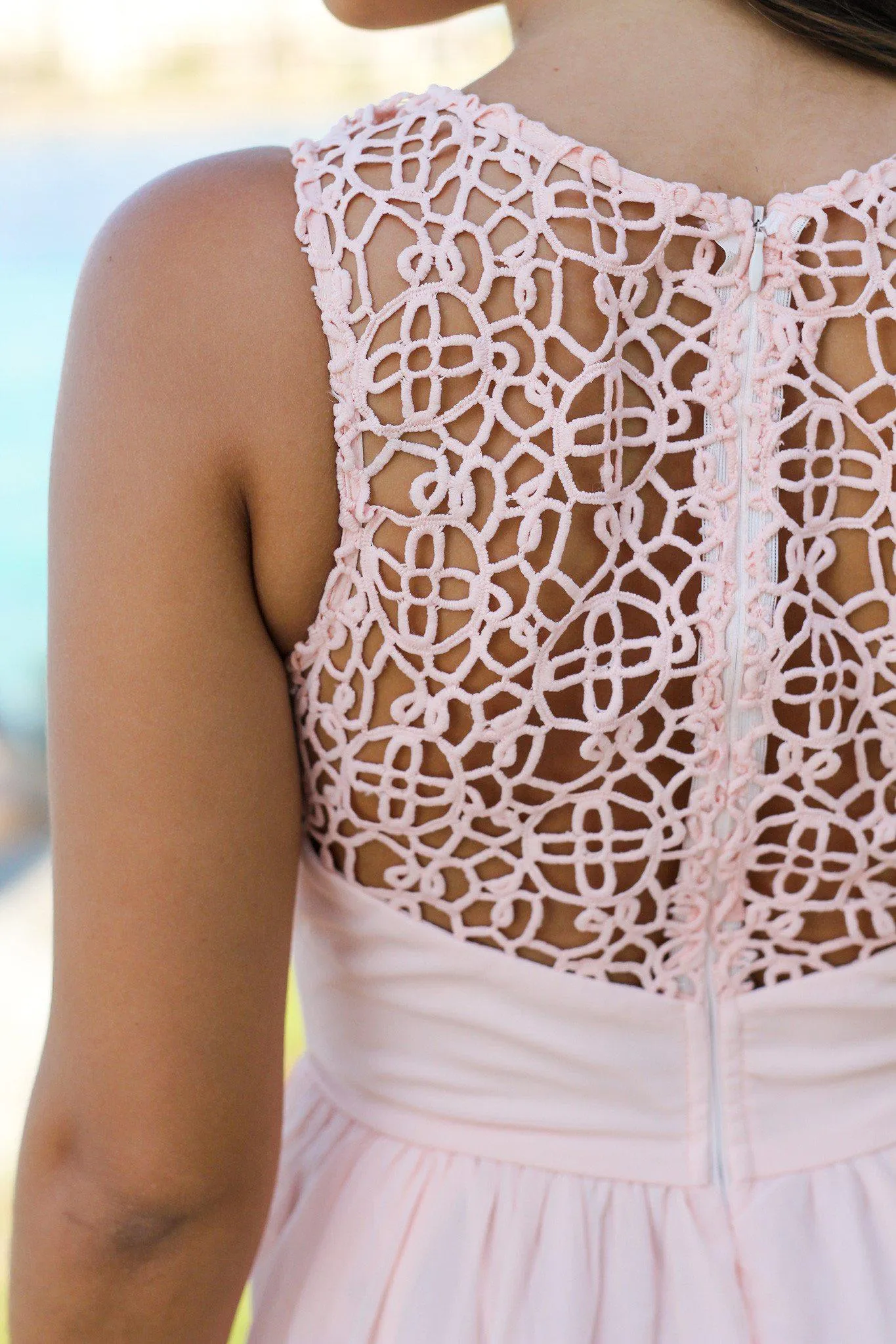 Pink Crochet Maxi Dress