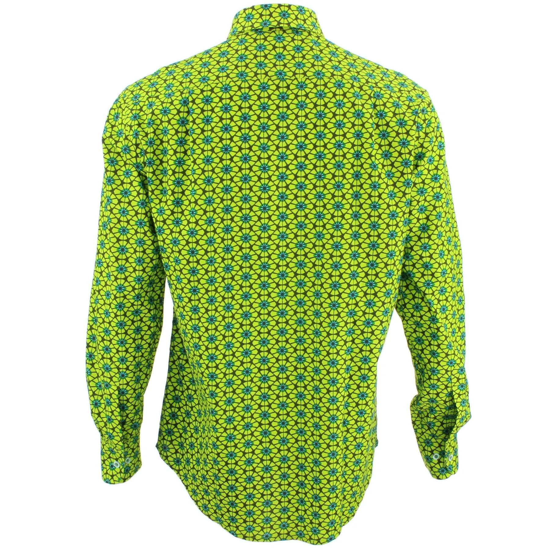 Regular Fit Long Sleeve Shirt - Green Abstract Segments
