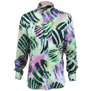 Regular Fit Long Sleeve Shirt - Purple & Green Abstract Jungle