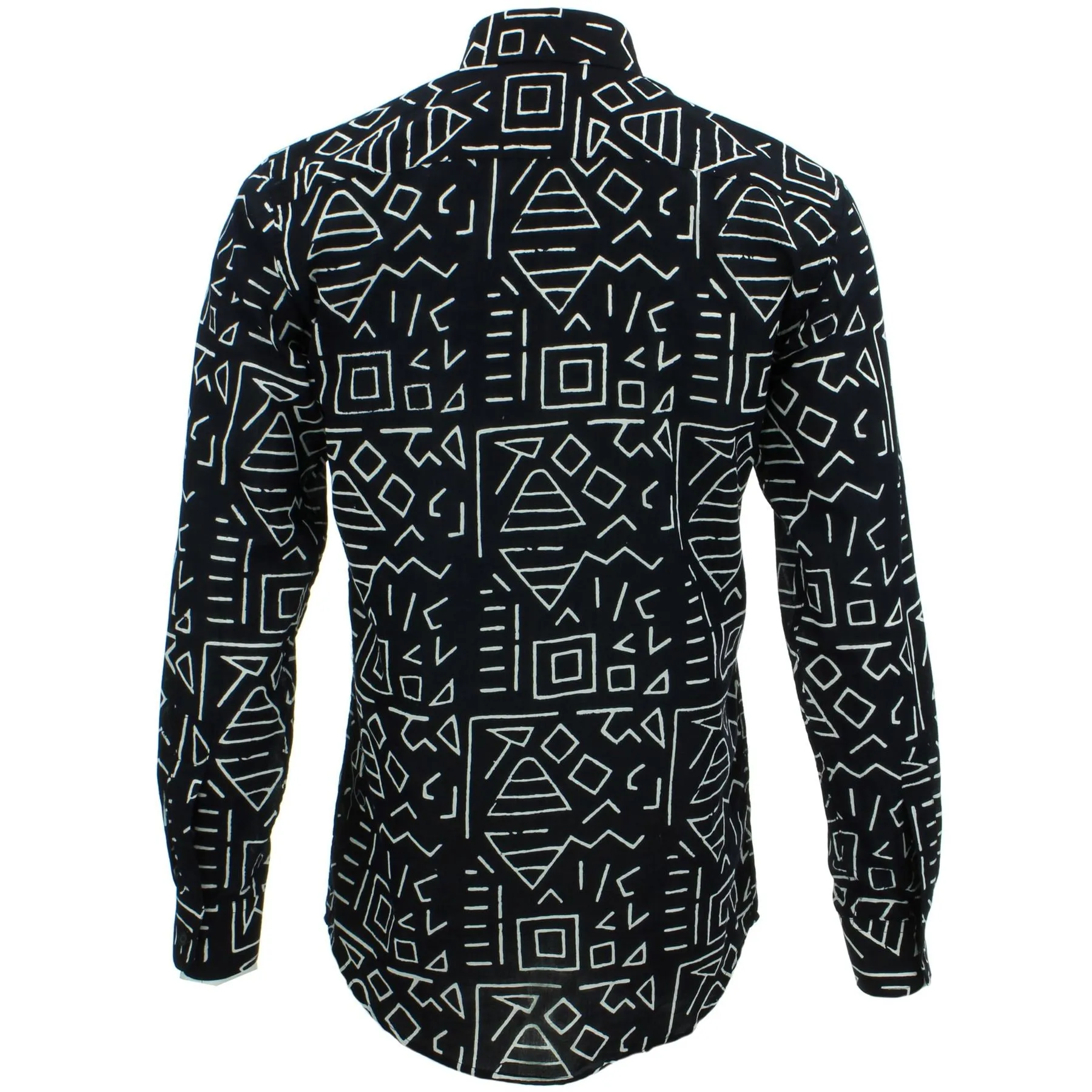 Slim Fit Long Sleeve Shirt - Block Print - Geometric