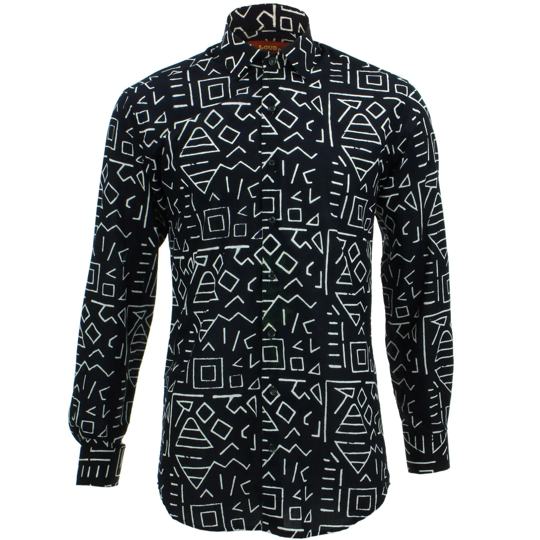 Slim Fit Long Sleeve Shirt - Block Print - Geometric