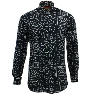 Slim Fit Long Sleeve Shirt - Block Print - Geometric
