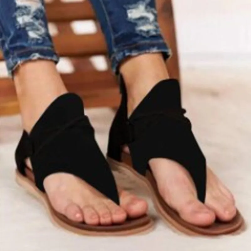 Summer Casual Retro Animal Print Design Clip Toe Flat Sandals