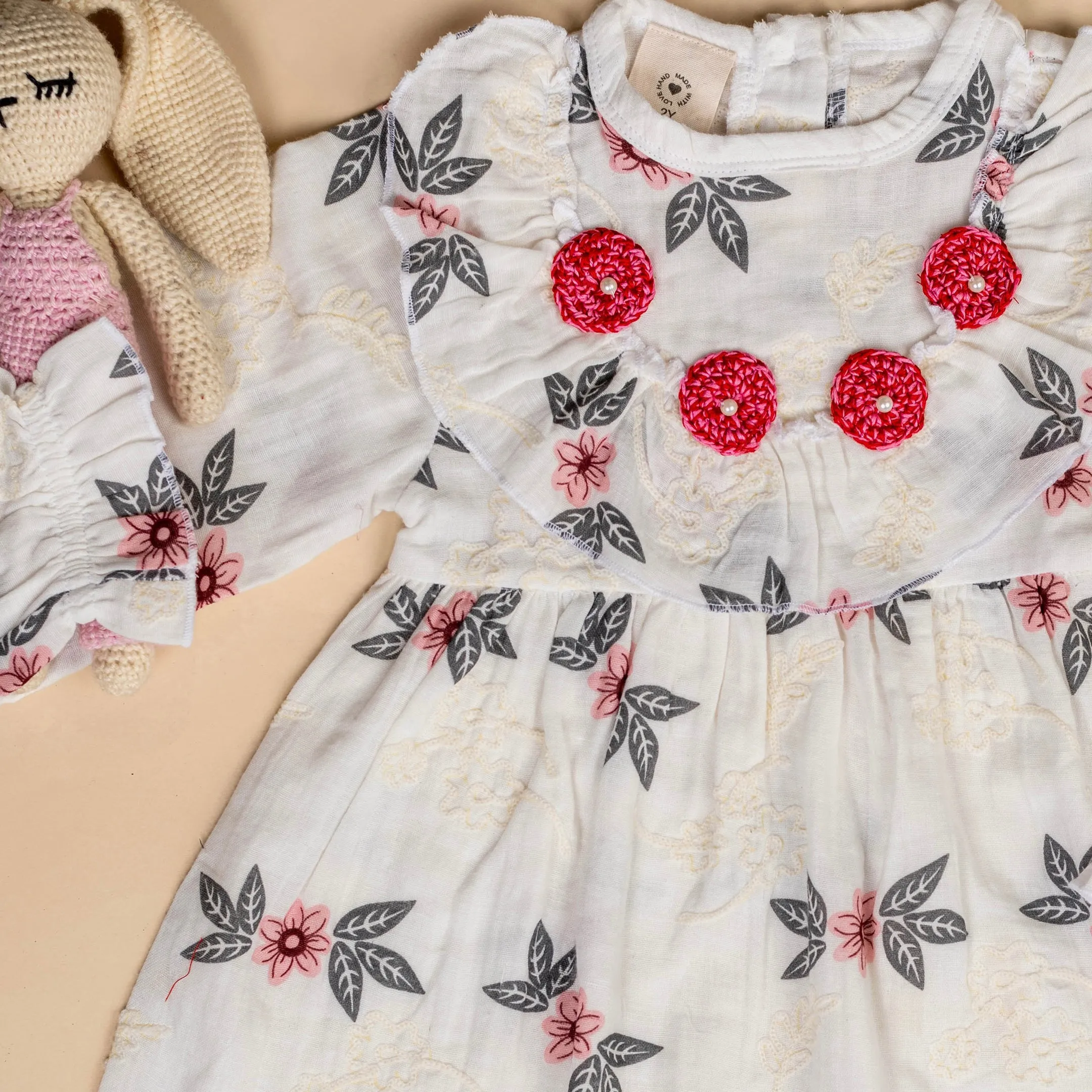 White Floral - Organic Cotton Muslin Dress